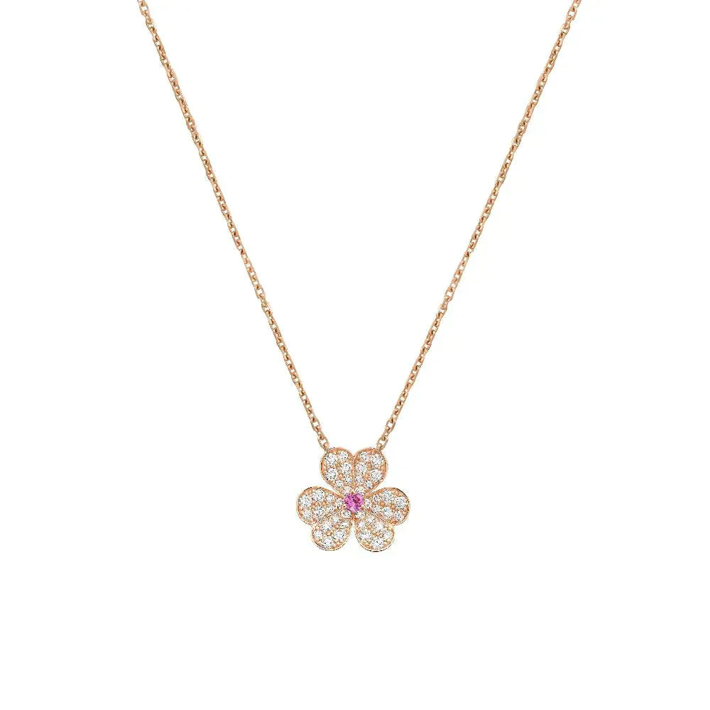 [Charm Aries Jewelry]FRIVOLE ROSE GOLD FLOWER DIAMOND NECKLACE