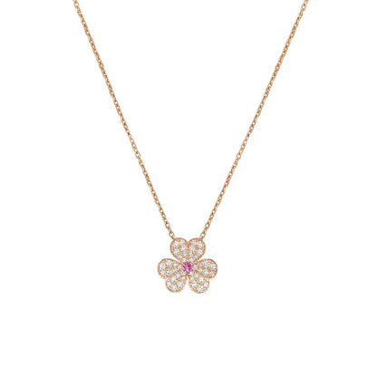 [Charm Aries Jewelry]FRIVOLE ROSE GOLD FLOWER DIAMOND NECKLACE
