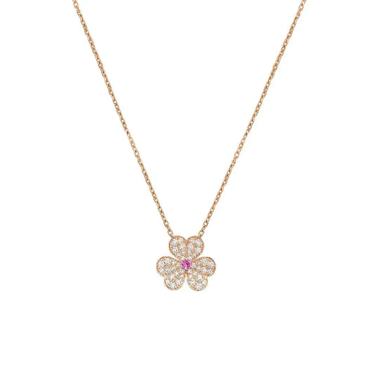 [Charm Aries Jewelry]FRIVOLE ROSE GOLD FLOWER DIAMOND NECKLACE
