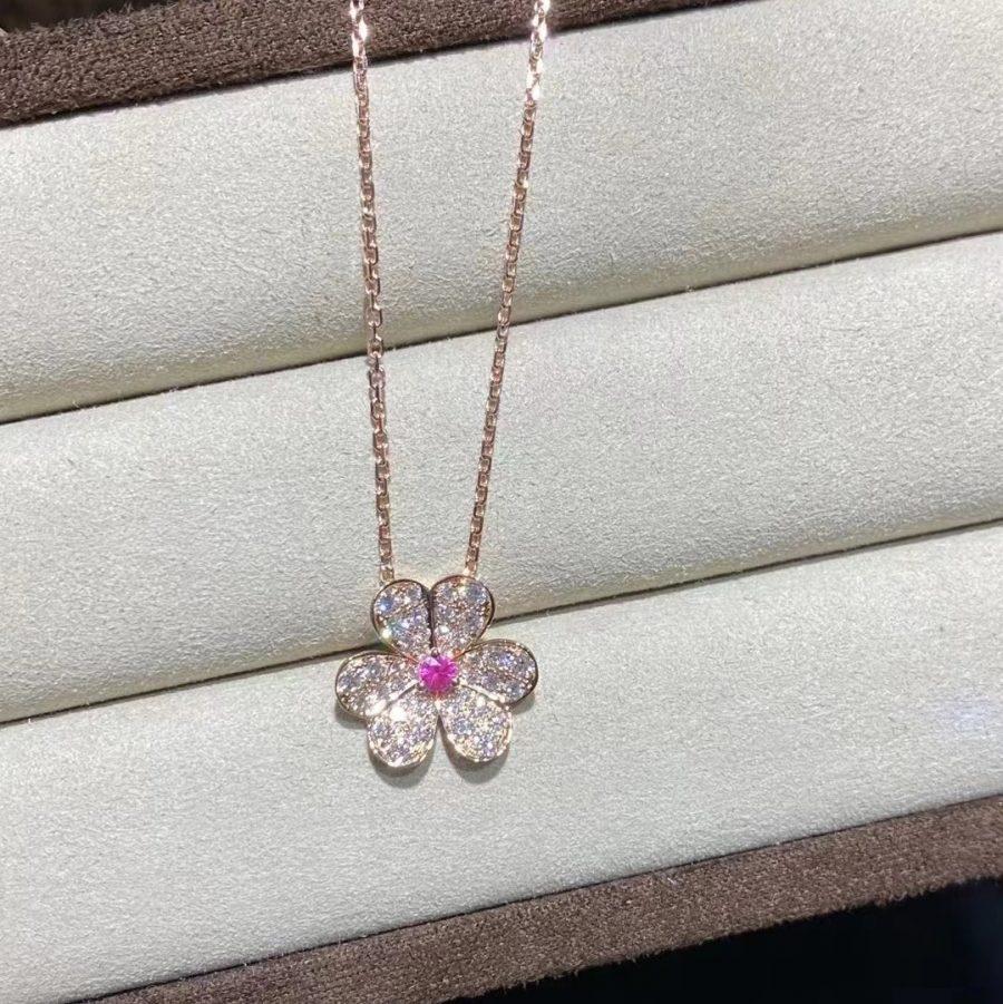 [Charm Aries Jewelry]FRIVOLE ROSE GOLD FLOWER DIAMOND NECKLACE