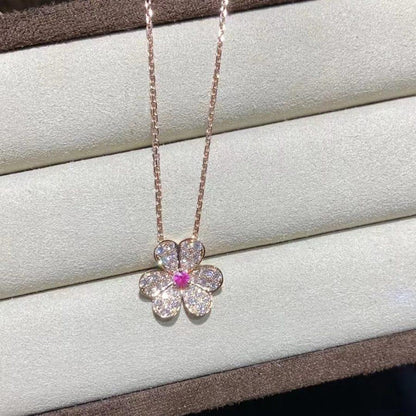 [Charm Aries Jewelry]FRIVOLE ROSE GOLD FLOWER DIAMOND NECKLACE
