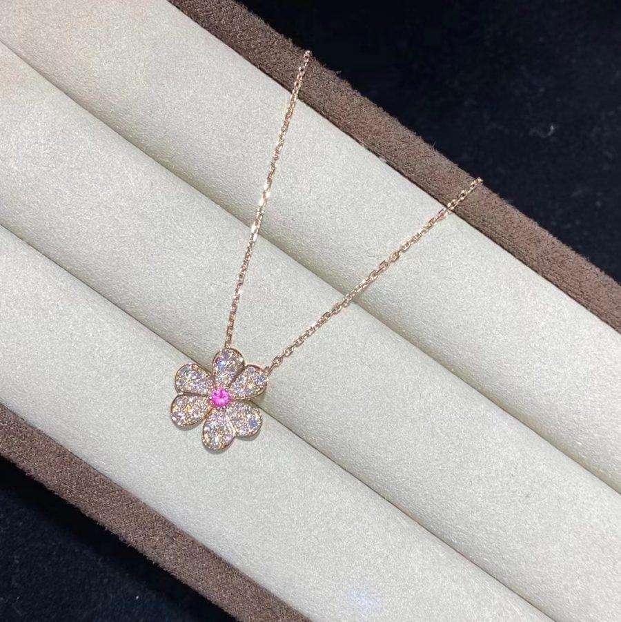 [Charm Aries Jewelry]FRIVOLE ROSE GOLD FLOWER DIAMOND NECKLACE