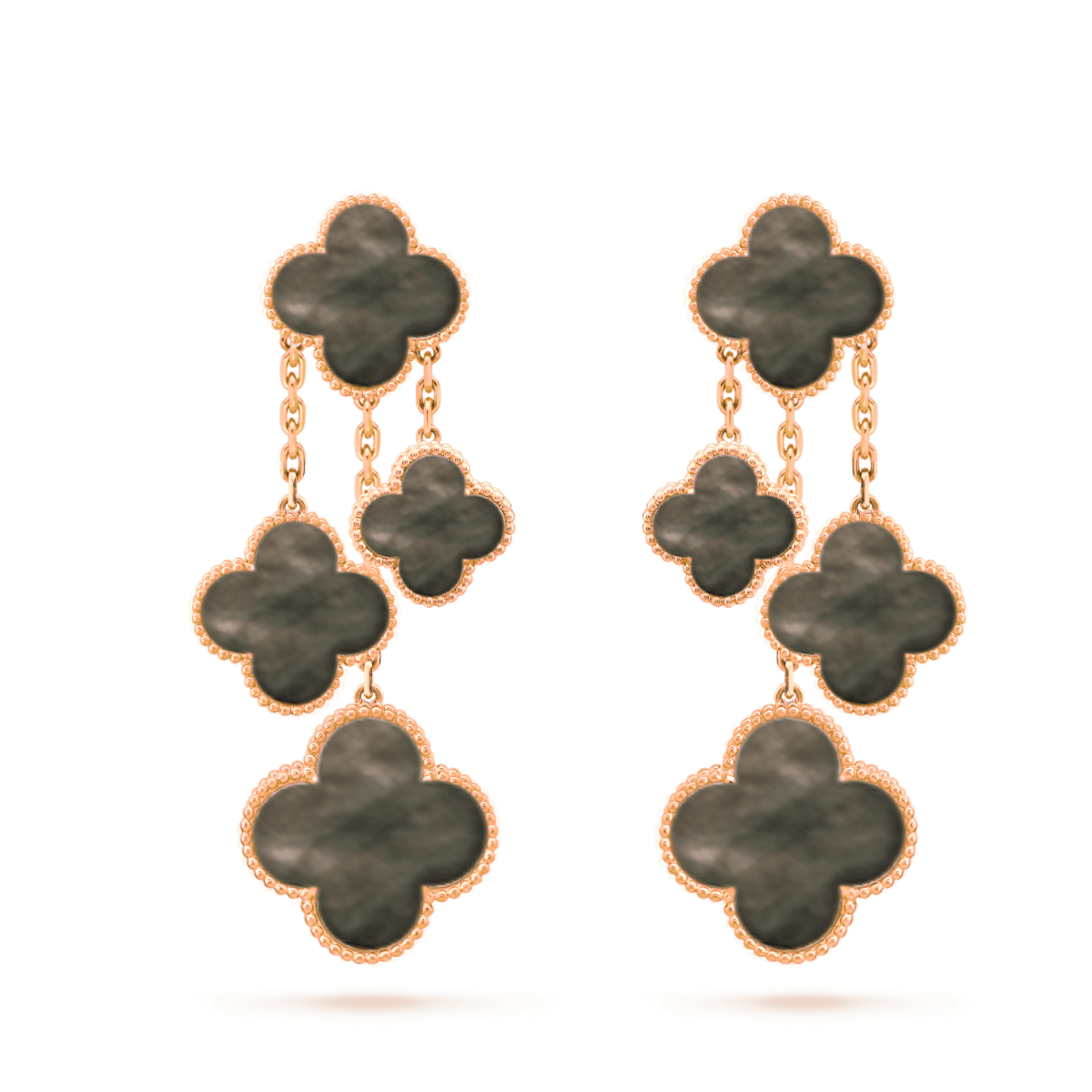 [Charm Aries Jewelry]CLOVER EARRINGS DARK MOP 4 MOTIFS ROSE GOLD