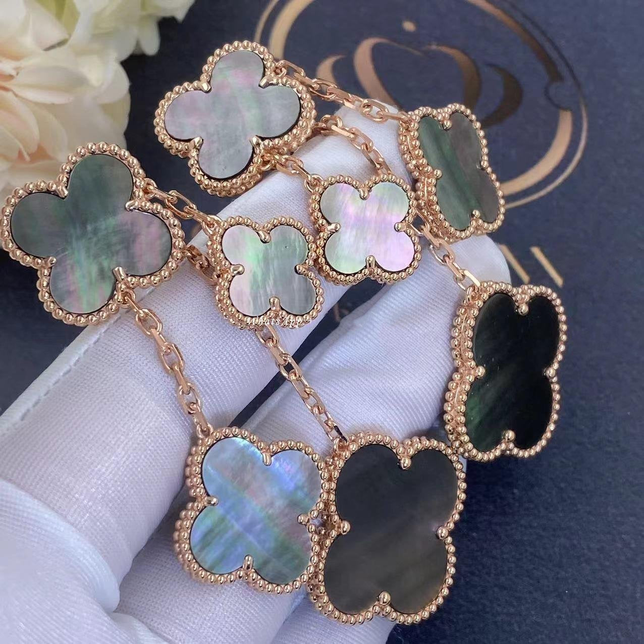 [Charm Aries Jewelry]CLOVER EARRINGS DARK MOP 4 MOTIFS ROSE GOLD
