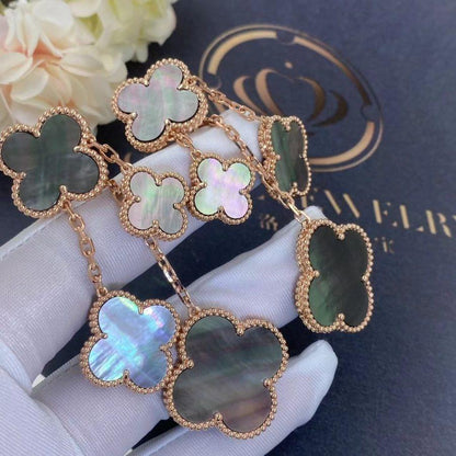 [Charm Aries Jewelry]CLOVER EARRINGS DARK MOP 4 MOTIFS ROSE GOLD