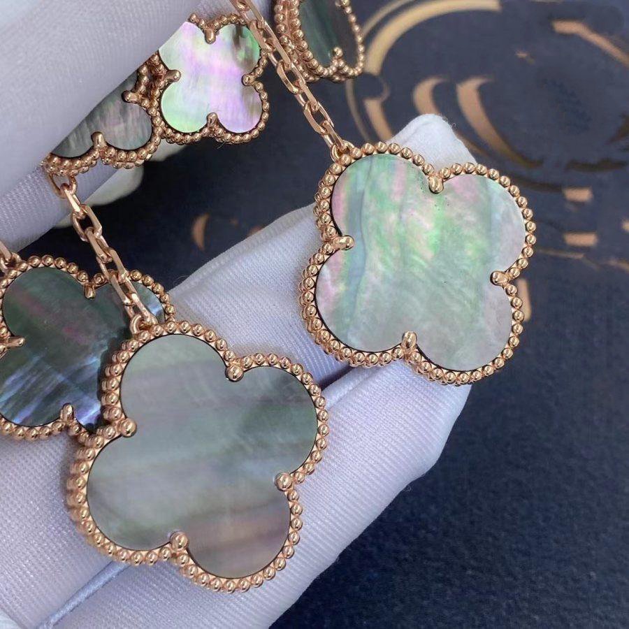 [Charm Aries Jewelry]CLOVER EARRINGS DARK MOP 4 MOTIFS ROSE GOLD