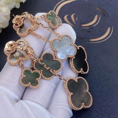 [Charm Aries Jewelry]CLOVER EARRINGS DARK MOP 4 MOTIFS ROSE GOLD