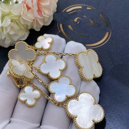 [Charm Aries Jewelry]CLOVER EARRINGS WHITE MOP 4 MOTIFS GOLD