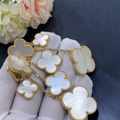 [Charm Aries Jewelry]CLOVER EARRINGS WHITE MOP 4 MOTIFS GOLD