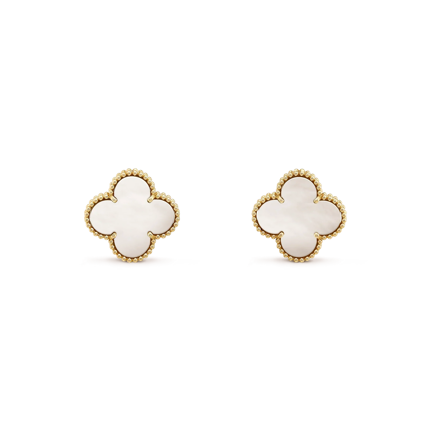 [Charm Aries Jewelry]CLOVER MEDIUM 1 MOTIFS  WHITE MOP STUD EARRINGS