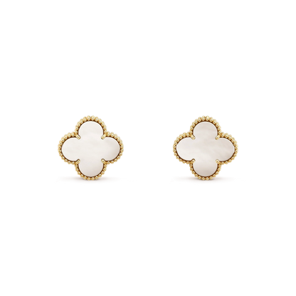 [Charm Aries Jewelry]CLOVER MEDIUM 1 MOTIFS  WHITE MOP STUD EARRINGS