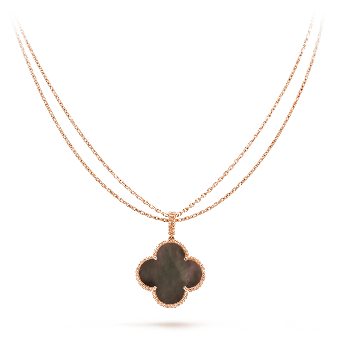 [Charm Aries Jewelry]CLOVER 25MM GOLD DARK MOP BIG CLOVER NECKLACE