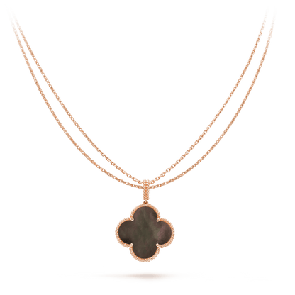 [Charm Aries Jewelry]CLOVER 25MM GOLD DARK MOP BIG CLOVER NECKLACE