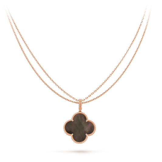 [Charm Aries Jewelry]CLOVER 25MM GOLD DARK MOP BIG CLOVER NECKLACE