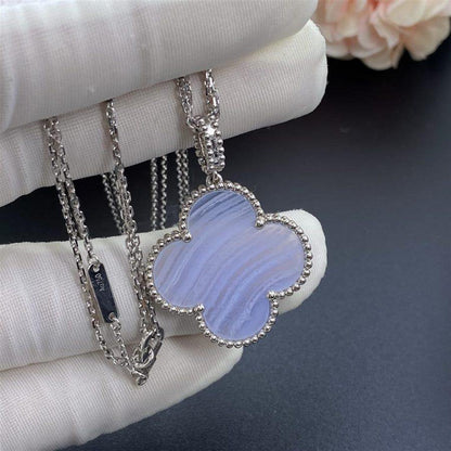 [Charm Aries Jewelry]CLOVER SILVER CHALCEDONY BIG CLOVER NECKLACE