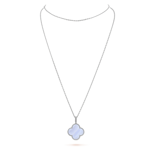 [Charm Aries Jewelry]CLOVER SILVER CHALCEDONY BIG CLOVER NECKLACE