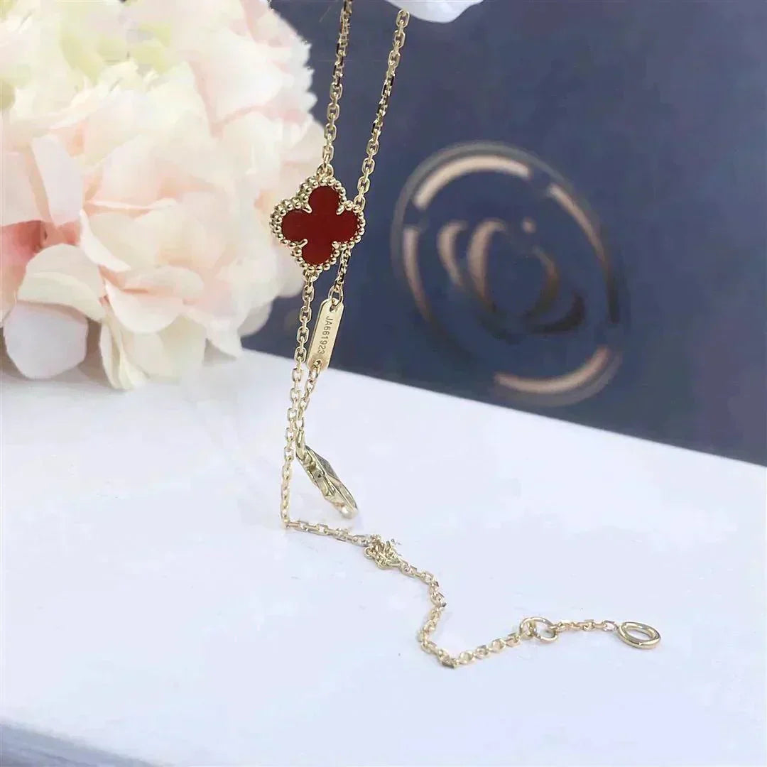 [Charm Aries Jewelry]CLOVER  CARNELIAN SINGLE FLOWER BRACELET