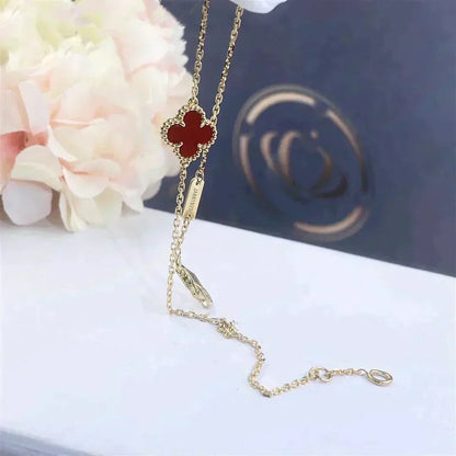 [Charm Aries Jewelry]CLOVER  CARNELIAN SINGLE FLOWER BRACELET