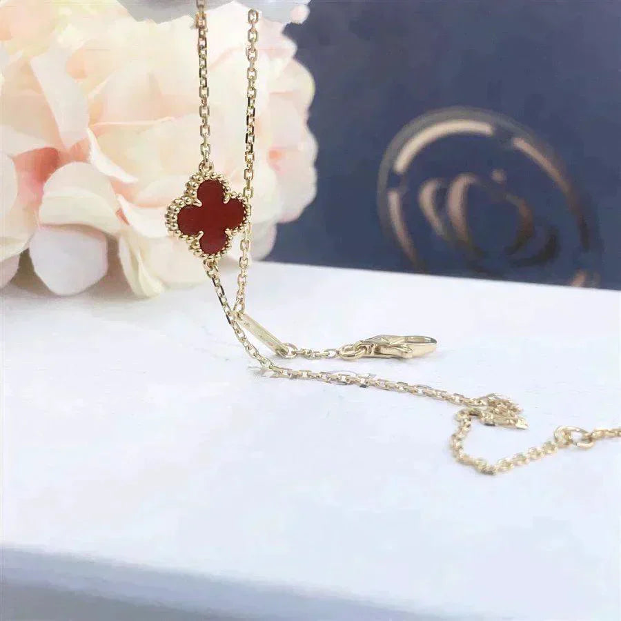 [Charm Aries Jewelry]CLOVER  CARNELIAN SINGLE FLOWER BRACELET