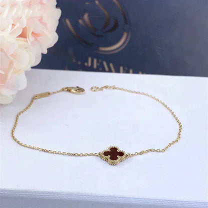 [Charm Aries Jewelry]CLOVER  CARNELIAN SINGLE FLOWER BRACELET