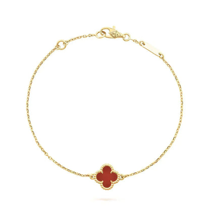 [Charm Aries Jewelry]CLOVER  CARNELIAN SINGLE FLOWER BRACELET