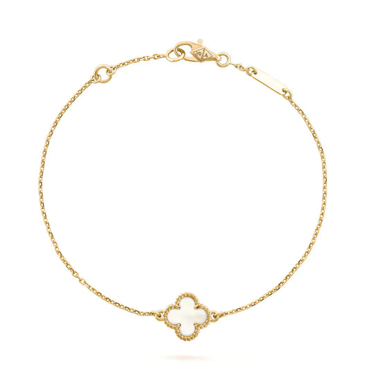 [Charm Aries Jewelry]CLOVER WHITE MOP SINGLE FLOWER BRACELET