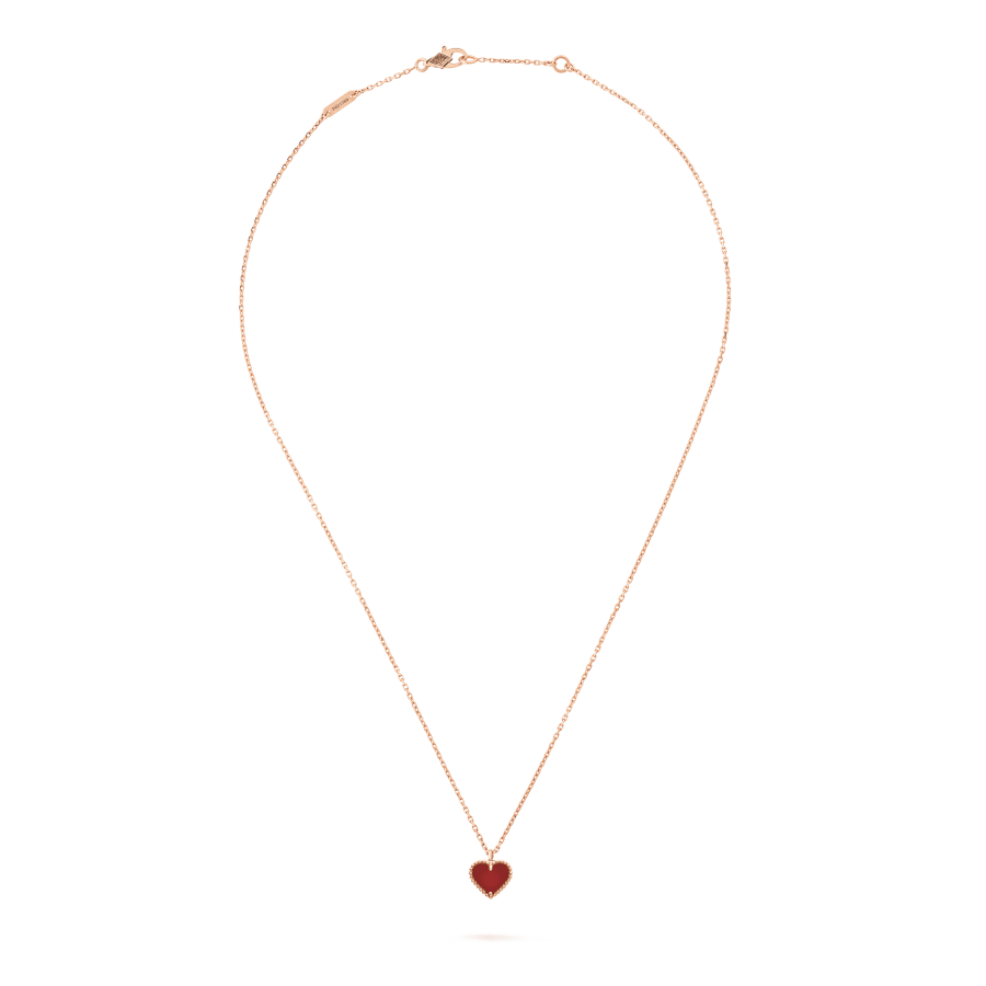 [Charm Aries Jewelry]SWEET CLOVER CARNELIAN HEART NECKLACE