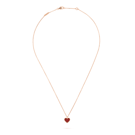 [Charm Aries Jewelry]SWEET CLOVER CARNELIAN HEART NECKLACE