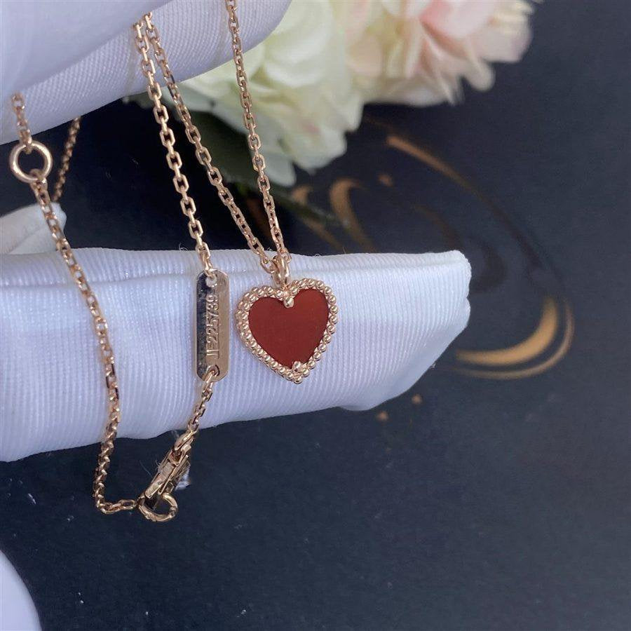 [Charm Aries Jewelry]SWEET CLOVER CARNELIAN HEART NECKLACE