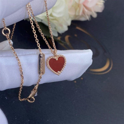 [Charm Aries Jewelry]SWEET CLOVER CARNELIAN HEART NECKLACE