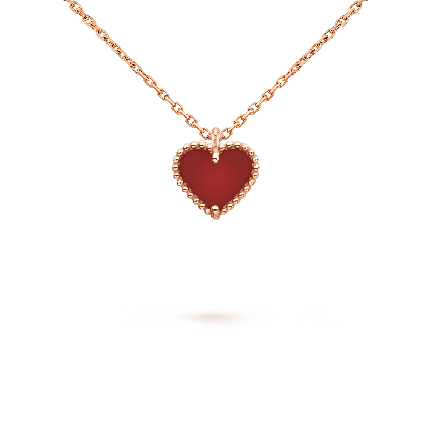[Charm Aries Jewelry]SWEET CLOVER CARNELIAN HEART NECKLACE