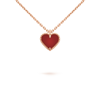 [Charm Aries Jewelry]SWEET CLOVER CARNELIAN HEART NECKLACE