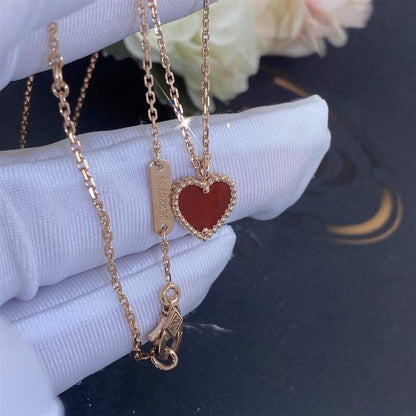 [Charm Aries Jewelry]SWEET CLOVER CARNELIAN HEART NECKLACE