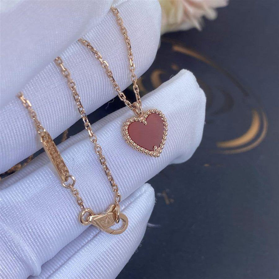 [Charm Aries Jewelry]SWEET CLOVER CARNELIAN HEART NECKLACE