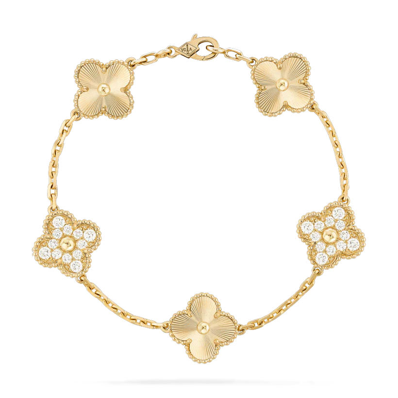 [Charm Aries Jewelry]CLOVER BRACELET 5 MOTIFS GOLD DIAMOND