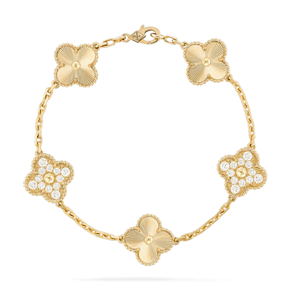 [Charm Aries Jewelry]CLOVER BRACELET 5 MOTIFS GOLD DIAMOND