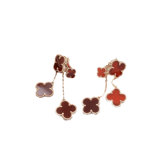 [Charm Aries Jewelry]CLOVER EARRINGS CARNELIAN 4 MOTIFS PINK GOLD