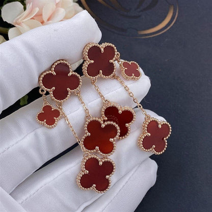 [Charm Aries Jewelry]CLOVER EARRINGS CARNELIAN 4 MOTIFS PINK GOLD