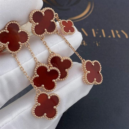 [Charm Aries Jewelry]CLOVER EARRINGS CARNELIAN 4 MOTIFS PINK GOLD