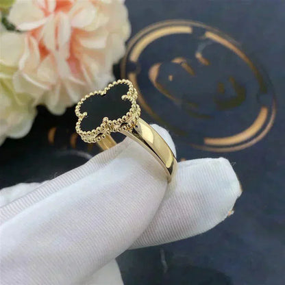 [Charm Aries Jewelry]CLOVER ONYX RING