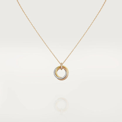 [Charm Aries Jewelry]TRINITY NECKLACE SILVER GOLD PINK GOLD DIAMONDS