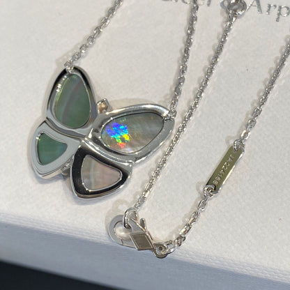 [Charm Aries Jewelry]LARGE BUTTERFLY SILVER PENDANT DIAMOND NECKLACE