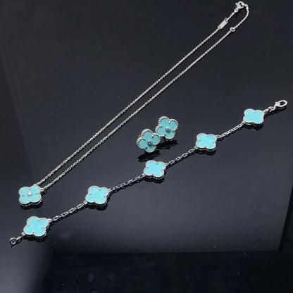 [Charm Aries Jewelry]CLOVER 1 DIAMOND BLUE SKY SILVER EARRINGS