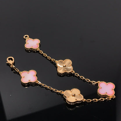 [Charm Aries Jewelry]CLOVER BRACELET 5 MOTIF PINK AND PINK GOLD
