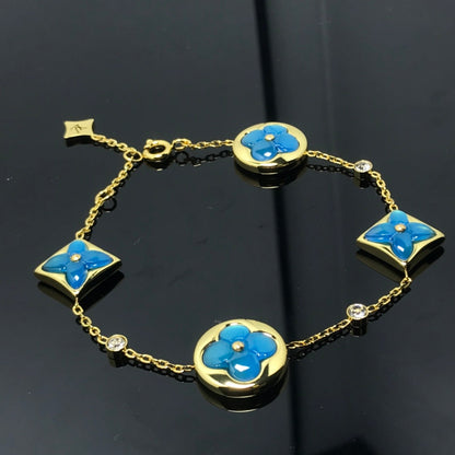 [Charm Aries Jewelry]STAR AND SUN 4 MOTIF BLUE BRACELET