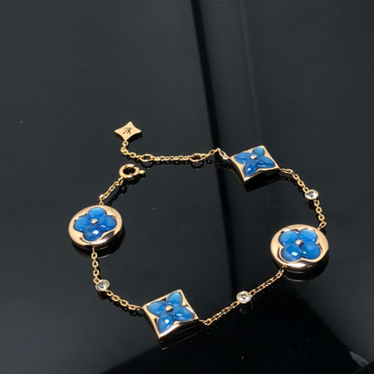 [Charm Aries Jewelry]STAR AND SUN 4 MOTIF BLUE BRACELET