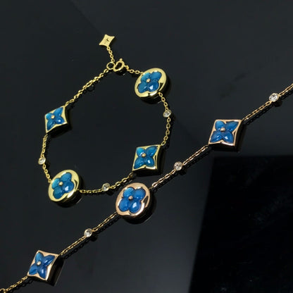 [Charm Aries Jewelry]STAR AND SUN 4 MOTIF BLUE BRACELET