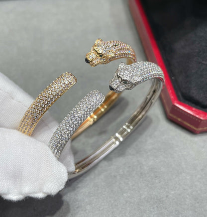 [Charm Aries Jewelry]PANTHERE FULL DIAMOND OPEN BRACELET