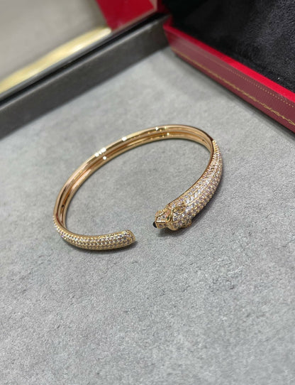 [Charm Aries Jewelry]PANTHERE FULL DIAMOND OPEN BRACELET