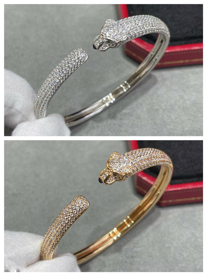 [Charm Aries Jewelry]PANTHERE FULL DIAMOND OPEN BRACELET